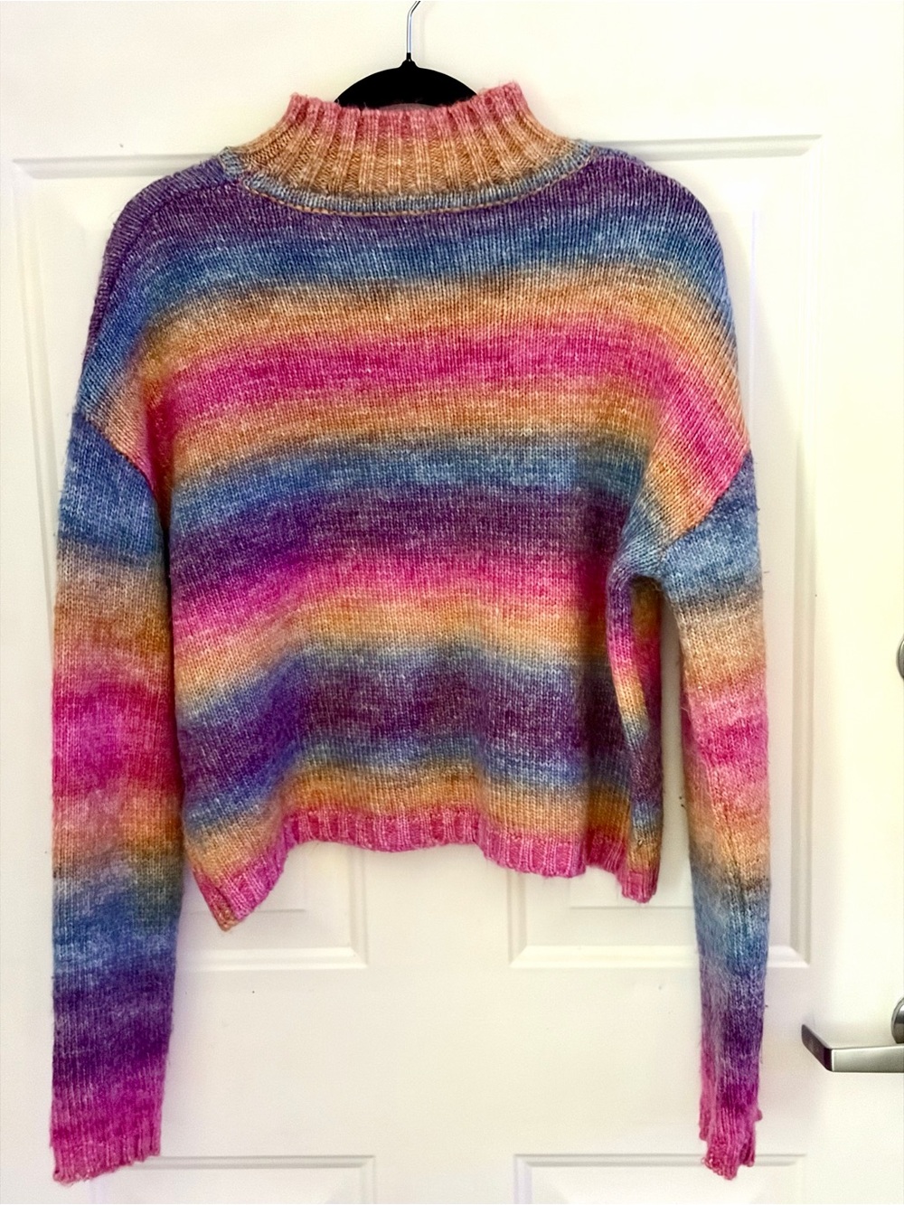 Z Supply Multicolor Stripe Turtleneck Sweater — Pink, Purple, Blue, Gold